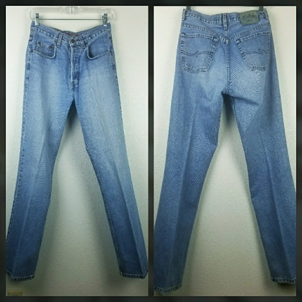 Vintage Silver High Waisted Button Up Jeans 28